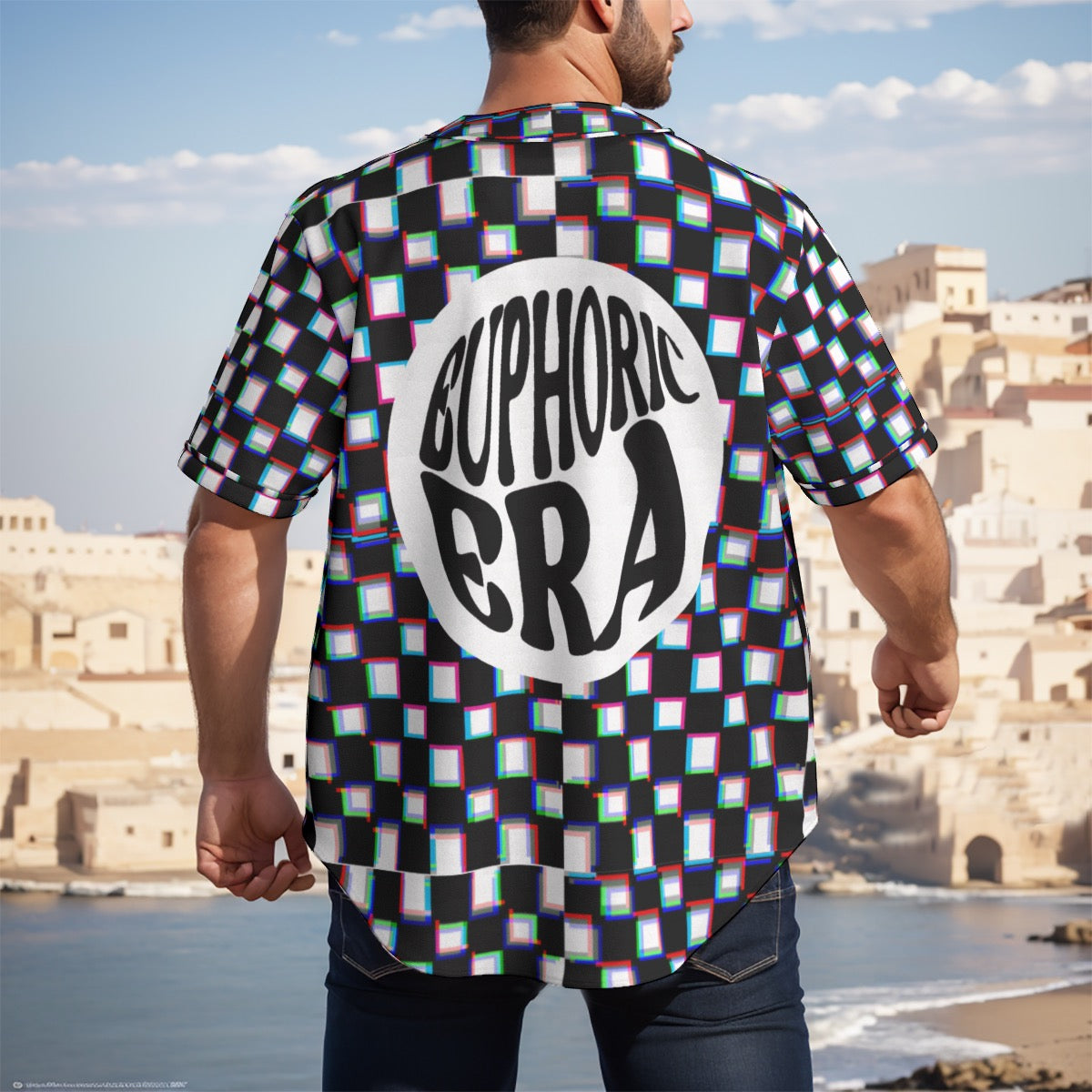 Glitch Grid Baseball Jersey