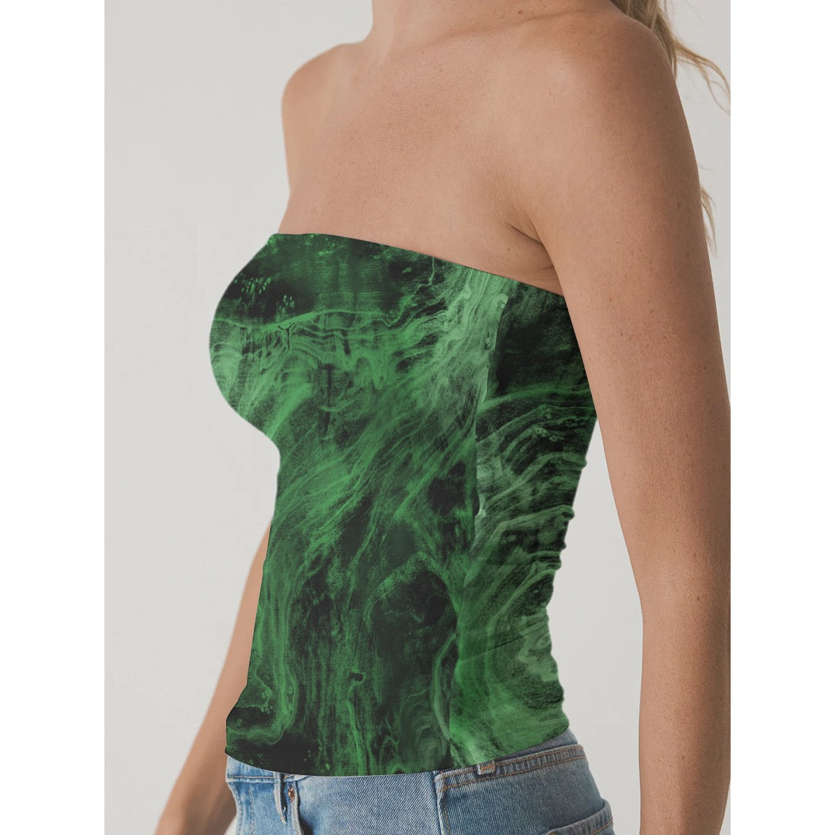 Emerald Abyss Women's Double-Layer Strapless Top
