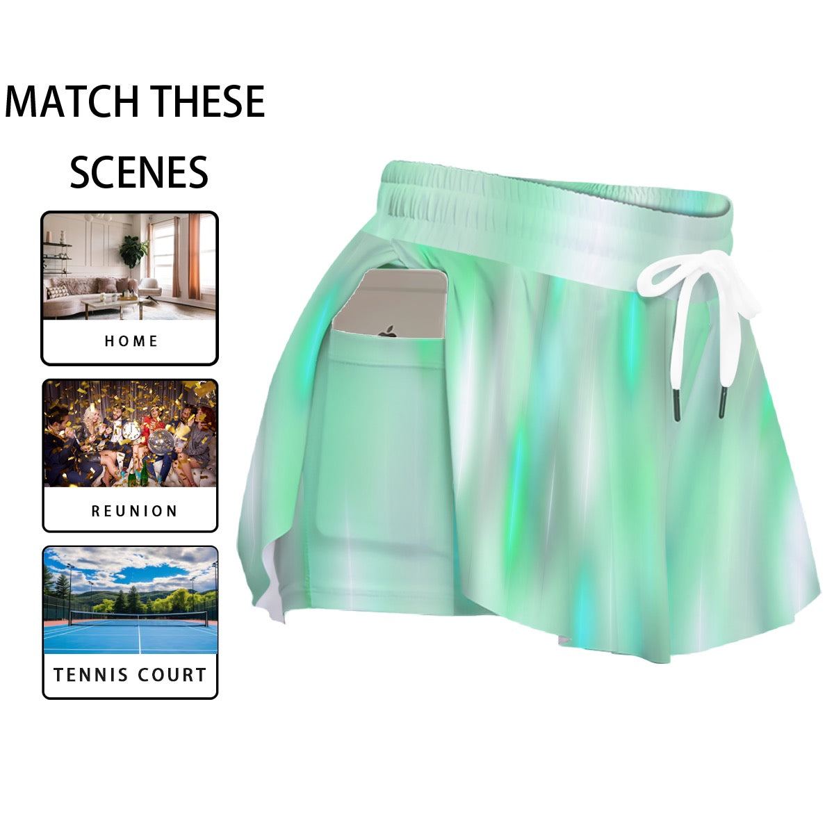 Glacial Glow Women's Sport Skorts With Pocket