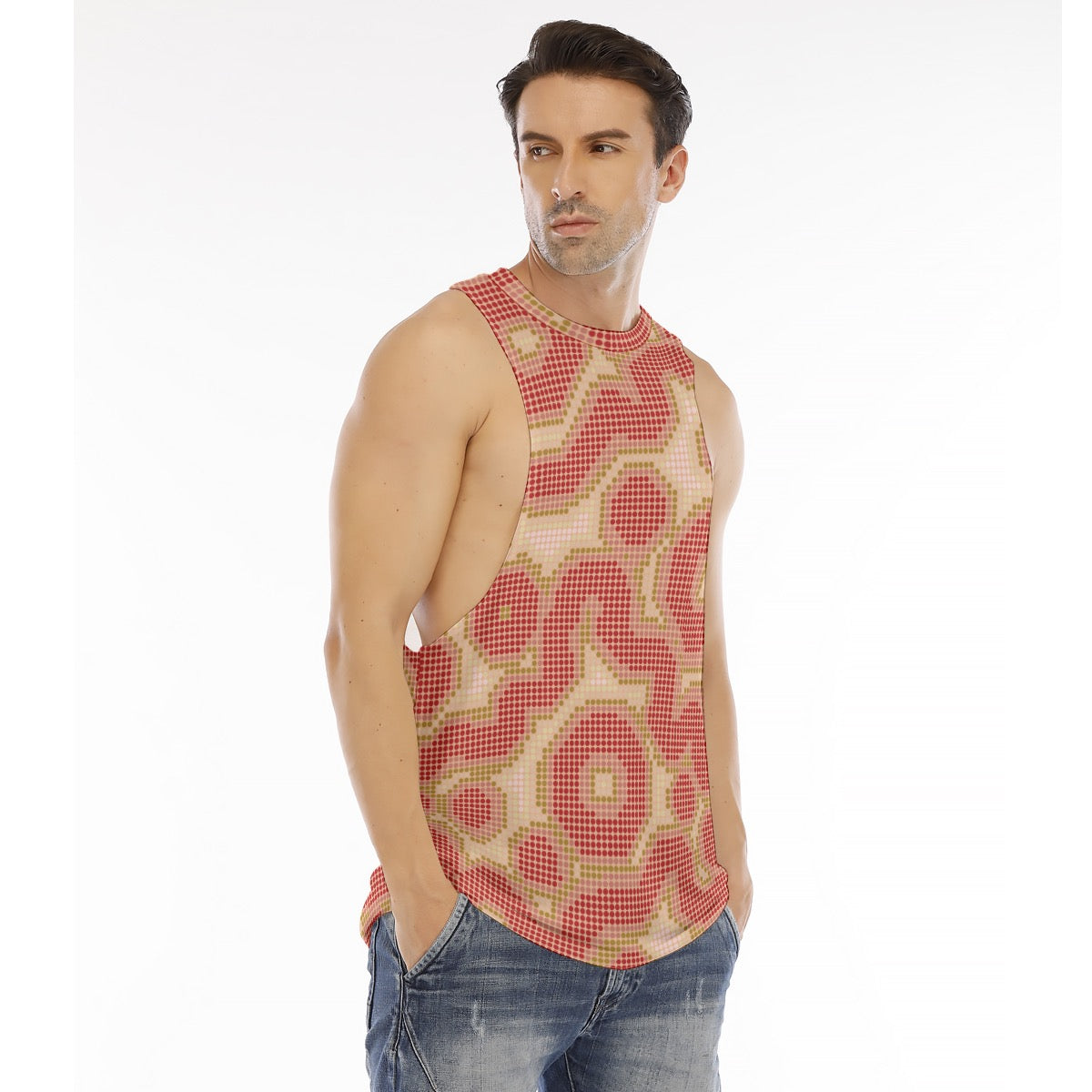Halftone Bloom Men's Cut Off Long Tank Top