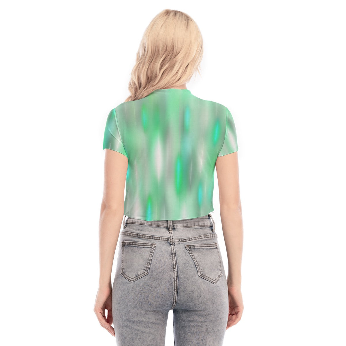 Glacial Glow Women's Short Sleeve Mesh Crop Top