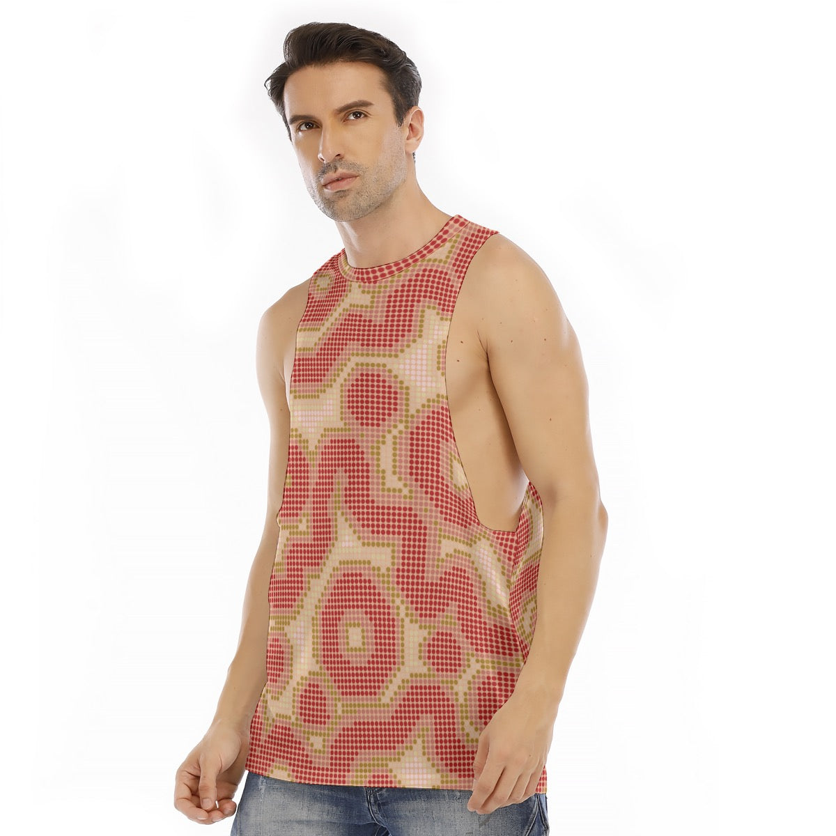 Halftone Bloom Men's Cut Off Long Tank Top