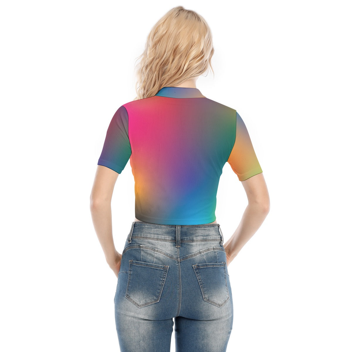 Aura Field Women's Short Sleeve T-shirt With Two-way Zipper