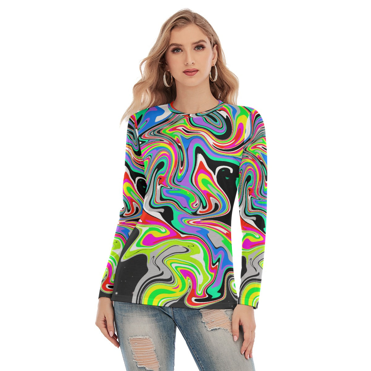 Psychedelic Melt Women's Side Split Long T-shirt