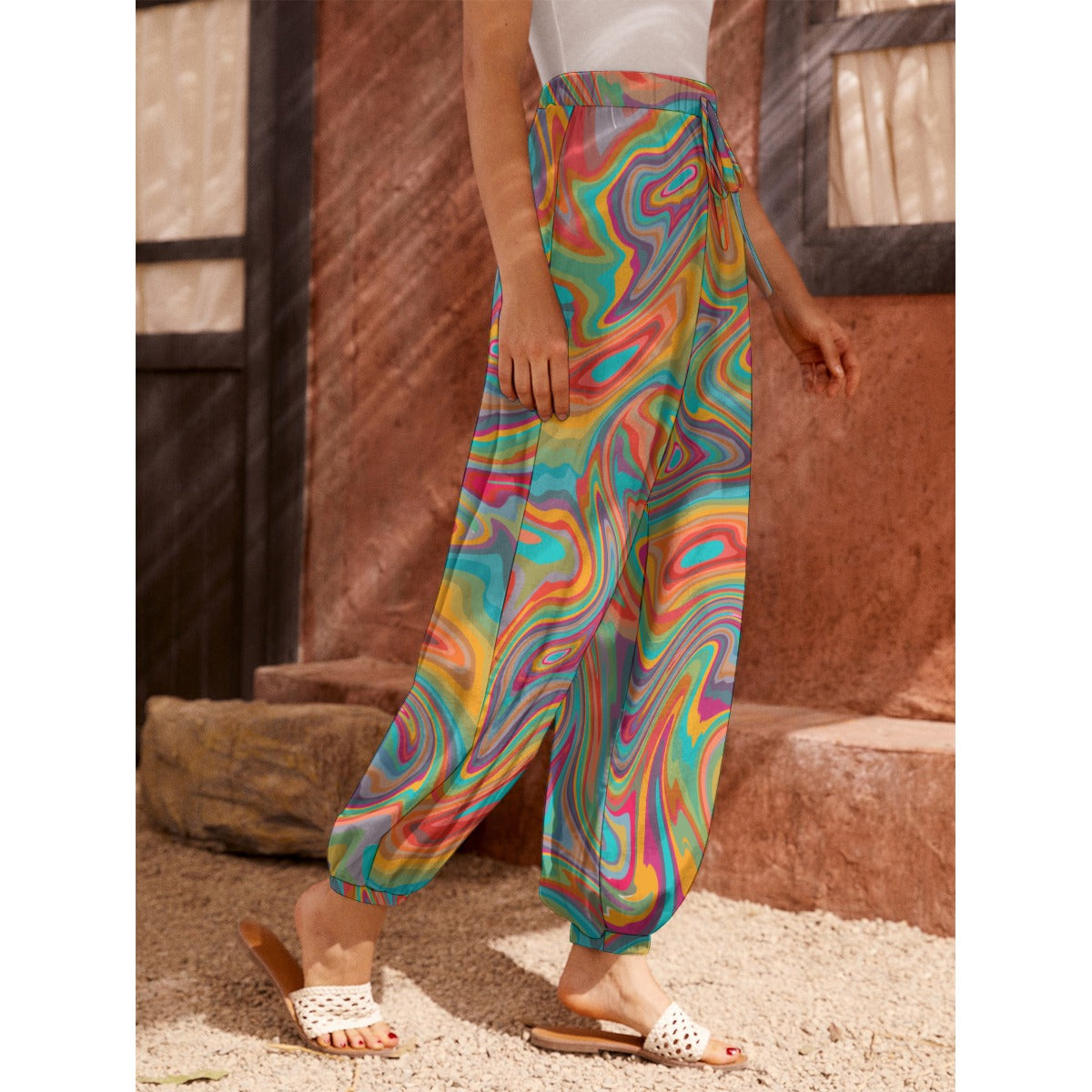 Serene Waveform Women's Loose Carrot Pants