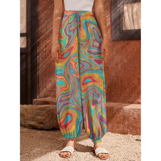 Serene Waveform Women's Loose Carrot Pants