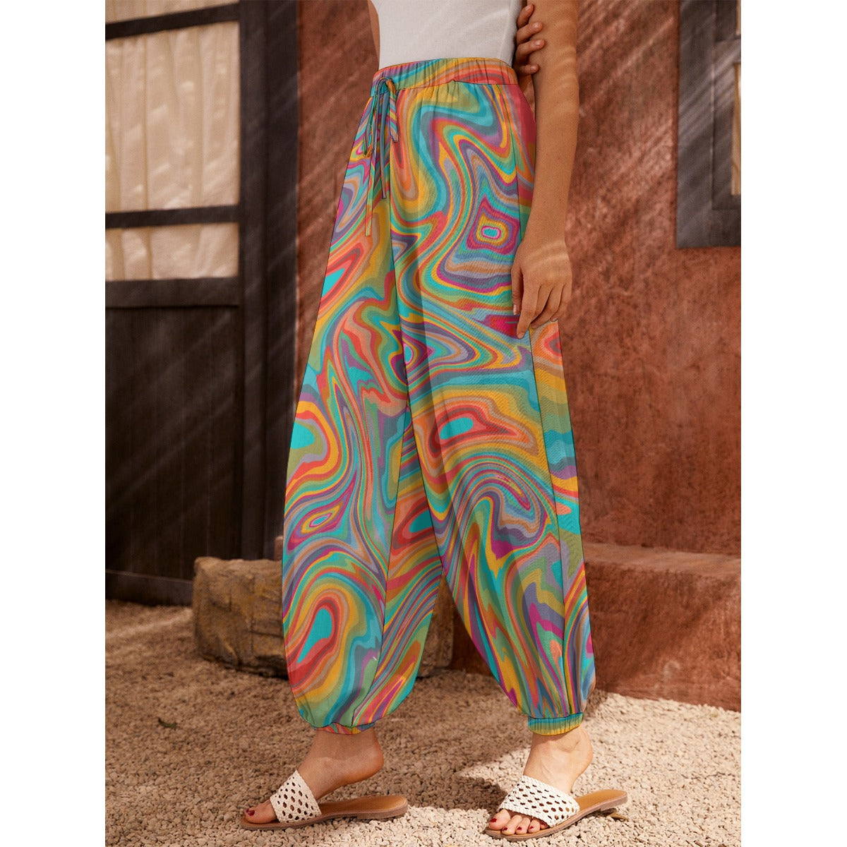 Serene Waveform Women's Loose Carrot Pants